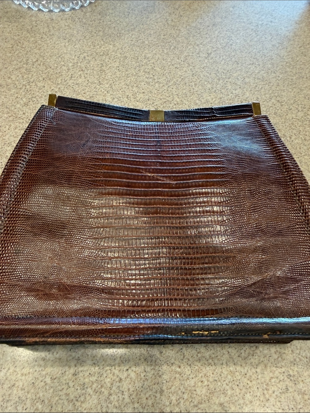 Escort bag brown lizard (missing strap) - Picture 5 of 11